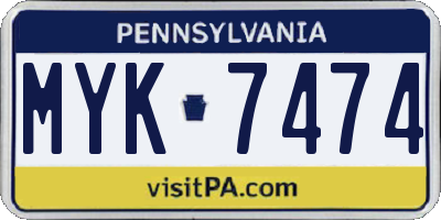 PA license plate MYK7474