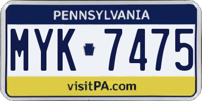 PA license plate MYK7475