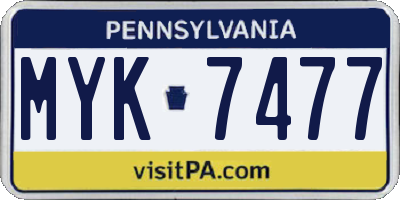 PA license plate MYK7477