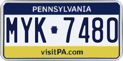 PA license plate MYK7480