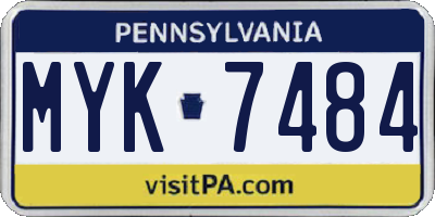 PA license plate MYK7484
