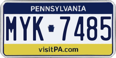 PA license plate MYK7485