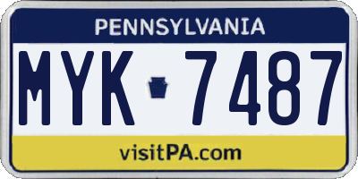 PA license plate MYK7487