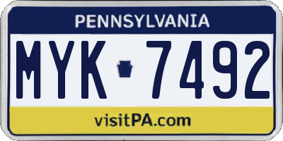 PA license plate MYK7492