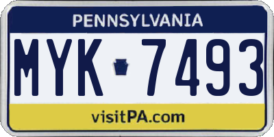 PA license plate MYK7493