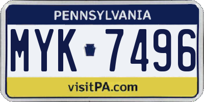 PA license plate MYK7496