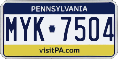 PA license plate MYK7504