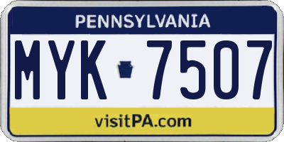 PA license plate MYK7507
