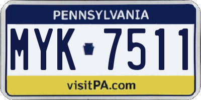 PA license plate MYK7511