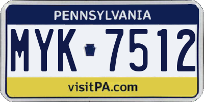PA license plate MYK7512