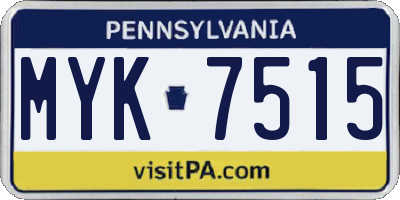 PA license plate MYK7515