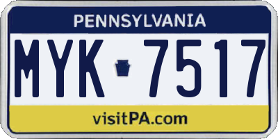PA license plate MYK7517