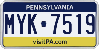 PA license plate MYK7519
