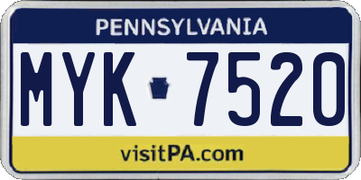 PA license plate MYK7520