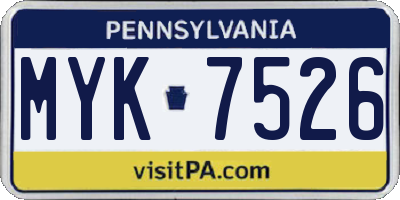 PA license plate MYK7526