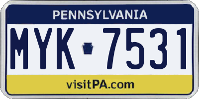 PA license plate MYK7531
