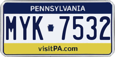 PA license plate MYK7532