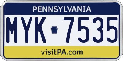 PA license plate MYK7535
