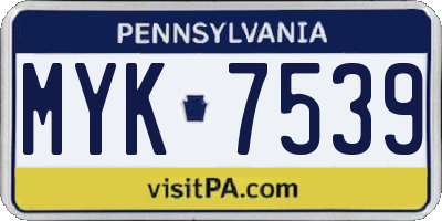 PA license plate MYK7539