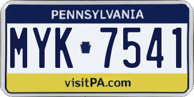 PA license plate MYK7541