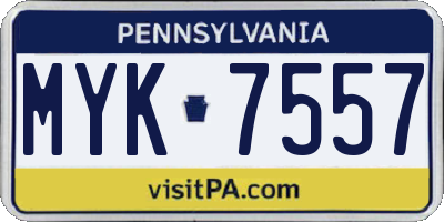 PA license plate MYK7557