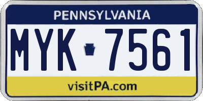 PA license plate MYK7561