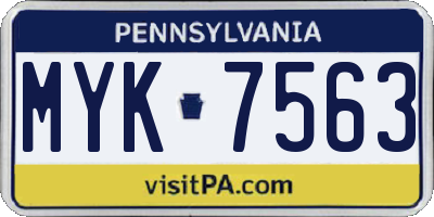 PA license plate MYK7563
