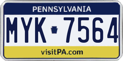 PA license plate MYK7564