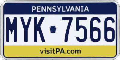 PA license plate MYK7566