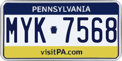 PA license plate MYK7568