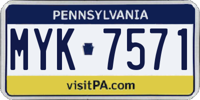 PA license plate MYK7571