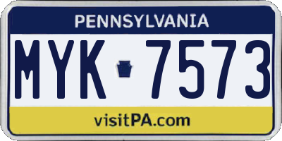 PA license plate MYK7573
