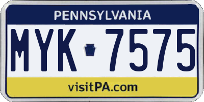PA license plate MYK7575