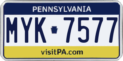 PA license plate MYK7577