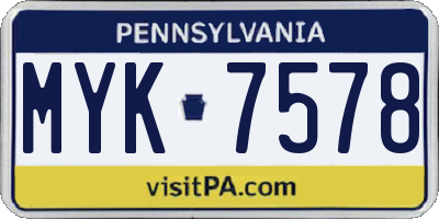 PA license plate MYK7578