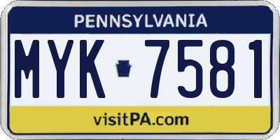 PA license plate MYK7581