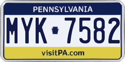 PA license plate MYK7582