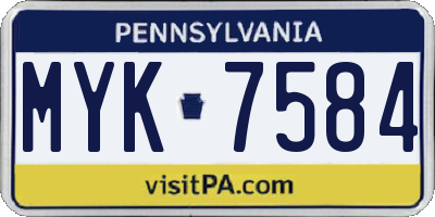 PA license plate MYK7584