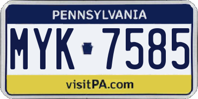 PA license plate MYK7585