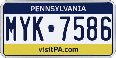PA license plate MYK7586