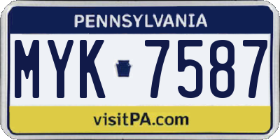 PA license plate MYK7587