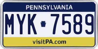 PA license plate MYK7589