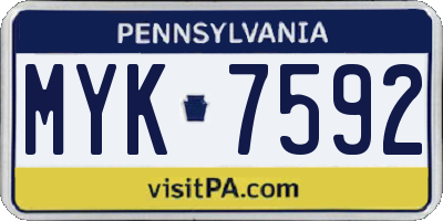 PA license plate MYK7592