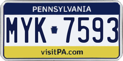 PA license plate MYK7593