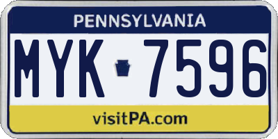 PA license plate MYK7596