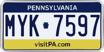 PA license plate MYK7597