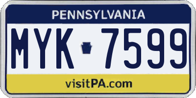 PA license plate MYK7599