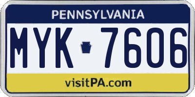 PA license plate MYK7606
