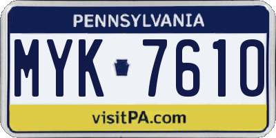 PA license plate MYK7610