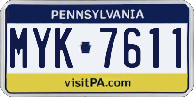 PA license plate MYK7611